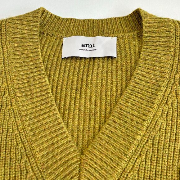 Ami Paris Green Wool College Sweater - Picture 4 of 9